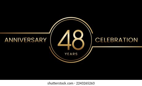 48 year anniversary. Anniversary template design with golden ring. Logo Vector Illustration
