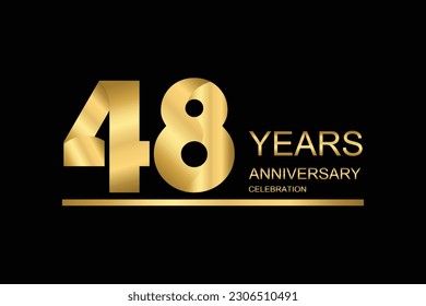 48 year anniversary vector banner template. gold icon isolated on black background.