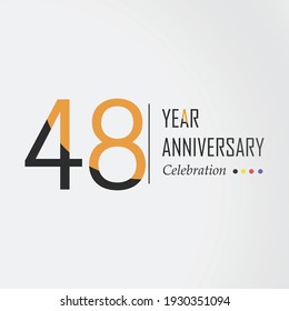 48 Year Anniversary Vector Template Design Illustration Black Orange Elegant White Background