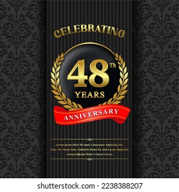 48 year celebration anniversary logo vector isolated on black background