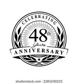 48 years anniversary celebration design template. 48th logo vector illustration.
