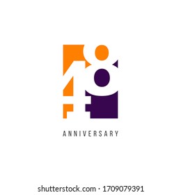 48 Years Anniversary Celebration Logo Vector Template Design Illustration