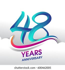 48 Years Anniversary celebration logo, birthday vector design