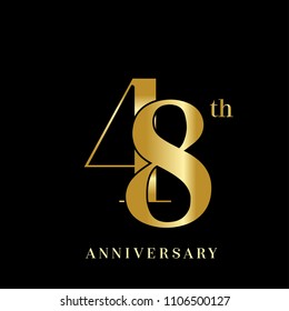 48 years anniversary celebration logotype  overlapping style with golden color. vector illustration isolated on dark background