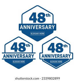 48 years anniversary celebration logotype. 48th anniversary logo collection. Set of anniversary design template. Vector and illustration.