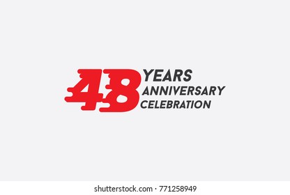48 Years Anniversary Celebration Logotype vector illustration with red splash number isolated on white background