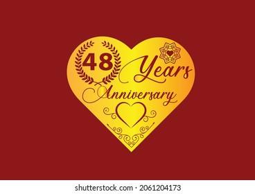 48 years anniversary celebration with love logo and icon design