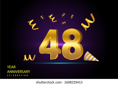 48 Years Anniversary Celebration Vector Template Design Illustration