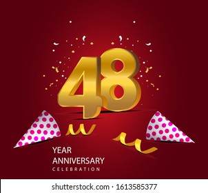 48 Years Anniversary Celebration Vector Template Design Illustration