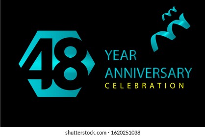 48 Years Anniversary Celebration Vector Template Design Illustration