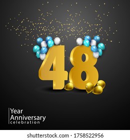 48 Years Anniversary Celebration Vector Template Design Illustration