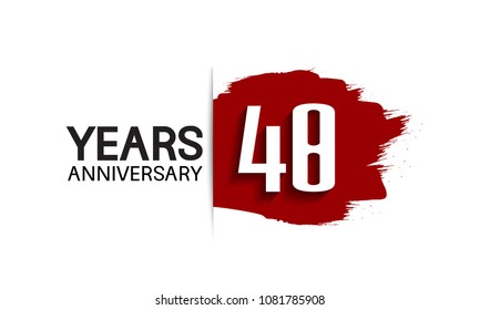 48 years anniversary design with red brush  isolated on white background for company celebration event