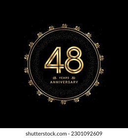 48 years anniversary with a golden number in a classic floral design template