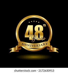 48 Years Anniversary Logo Golden Ring Stock Vector (Royalty Free ...