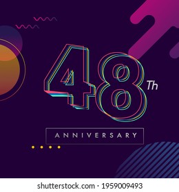 48 years anniversary logo, vector design birthday celebration with colorful geometric background and circles shape.