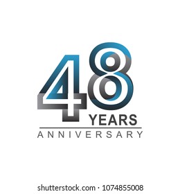 48 years anniversary logotype bold line number with grey and blue color for celebration event isolated on blue background