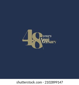 48 years anniversary logotype with modern minimalism style. Vector Template Design Illustration.