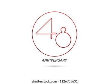 48 Years Anniversary logotype with rounded and simple red colored font numbers isolated on white background for company celebration event, birthday