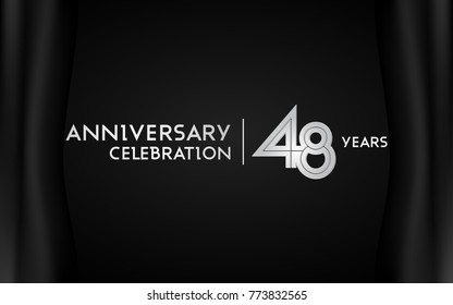 48 Years Anniversary Logotype with   Silver Multi Linear Number Isolated on Dark Background