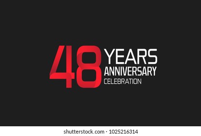 48 years anniversary logotype simple design with red and white color isolated on black background