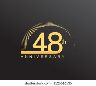 48 years anniversary logotype with single line golden color and golden ring for anniversary celebration