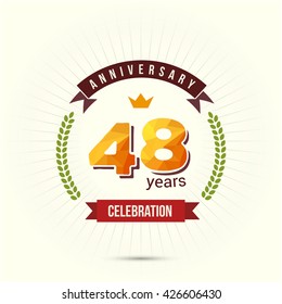 48 Years Anniversary with Low Poly Design and Laurel Ornaments