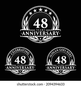 48 Jahre Jubiläum. 48. Kollektion des Feierlichen Logos. Vektorgrafik und Illustration. 