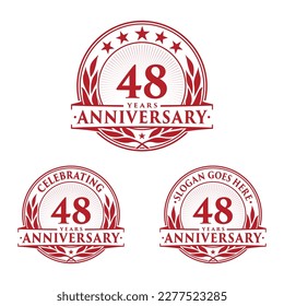 48 Jahre Jubiläum. 48. Kollektion des Feierlichen Logos. Vektorgrafik und Illustration. 