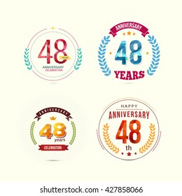 48 Years Anniversary Set with Low Poly Design and Laurel Ornaments