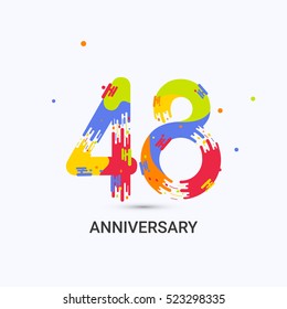 48 Years Anniversary, Splash Colored Logo Celebration Isolated on White Background
