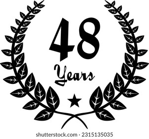 48 Years Anniversary stilyzed Laurel, black and white