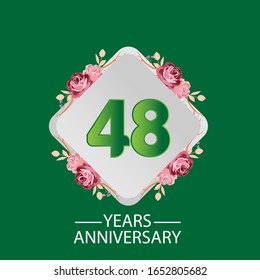 48 Jahre Jubiläum. Vektorillustration Design Grußkarte mit dekorativem Blumen für Feiern