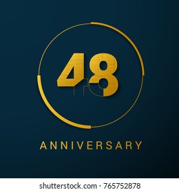 48 Years Anniversary Vector Logo Design Isolated on Dark Background
