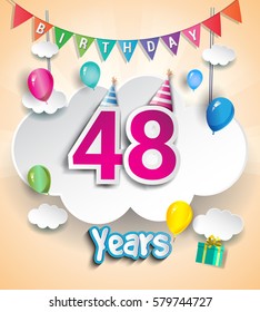 48 Years Birthday Design Greeting Cards Stock Vector (Royalty Free ...