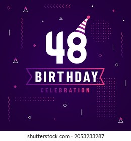 48 years birthday greetings card, 48 birthday celebration background free vector.