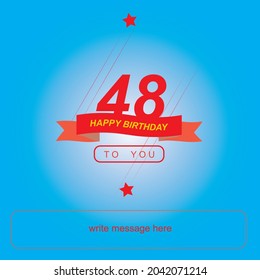 48 years birthday, happy birthday banner with star shape and red ribbon. very nice vector design