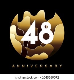 48 Years Golden Anniversary Logo Celebration With White Number. Classic Logo Vector Design For Greeting Card And Invitation Card. Vector illustration.