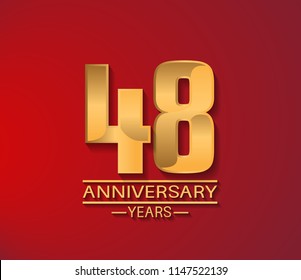 48 Years Golden Shiny Anniversary Simple Stock Vector (Royalty Free ...