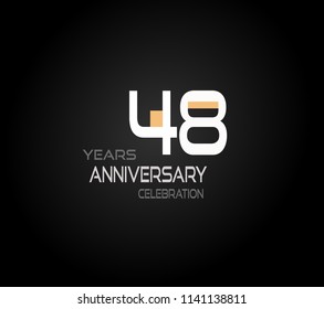 48 years simple black background with elegance white anniversary and orange, pink color accent