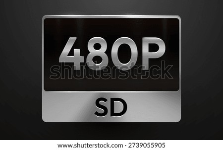 480P SD standard definition video resolution icon. This modern metallic graphic represents media quality. Vector illustration