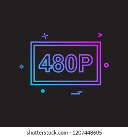 480p video icon design vector