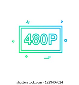 480p video icon design vector