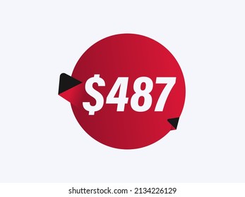 $487 USD sticker vector illustration