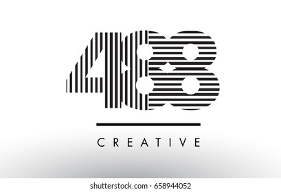 488 Black and White Number Logo Design with Vertical and Horizontal Lines.