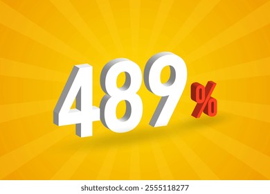 489% discount 3D text for sells and promotion.