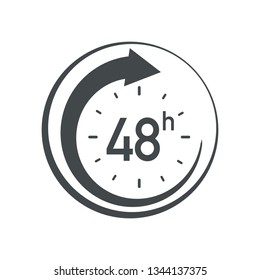 48h icon. Flat vector illustration in black on white background.