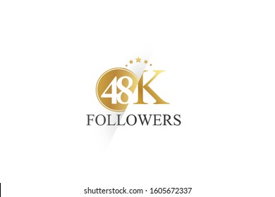 48K, 48.000 Followers Thank you simple design isolated on white background for social media, internet, website - Vector