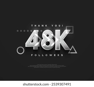 48k followers background, thank you with silver metallic numbers.