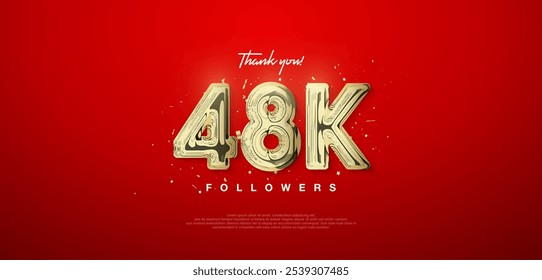 48k gold number, thanks for followers. posters, social media post banners.