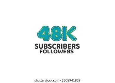 48th, 48 years, 48 year anniversary Subscribers Followers for internet, social media use - vector